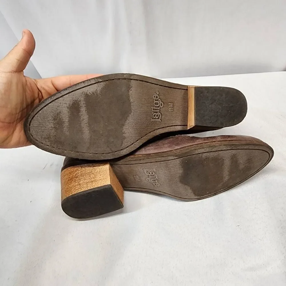 Latigo Anthropologie Kick Soft Leather Woven Western Espresso Booties Women's 11